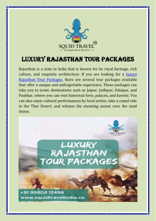 Luxury Rajasthan Tour Packages