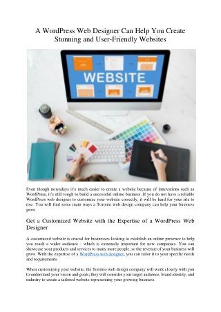 A WordPress Web Designer Can Help You Create Stunning and User-Friendly Websites