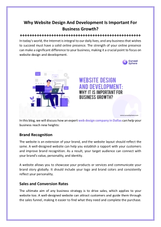 Why Website Design And Development Is Important For Business Growth