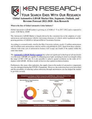 Global Automotive LiDAR Market Size - Ken Research