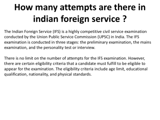 How many attempts are there in indian foreign service