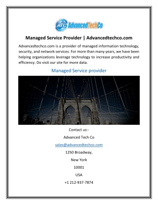 Managed Service Provider | Advancedtechco.com