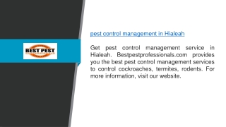 Pest Control Management In Hialeah  Bestpestprofessionals.com