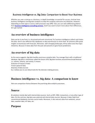 Business Intelligence vs. Big Data Comparison to Boost Your Business