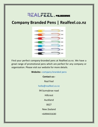 Company Branded Pens  Realfeel.co.nz