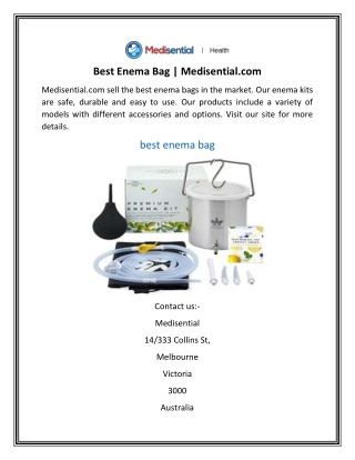 Best Enema Bag | Medisential.com