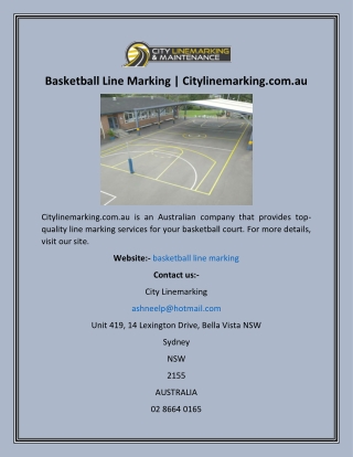Basketball Line Marking  Citylinemarking.com