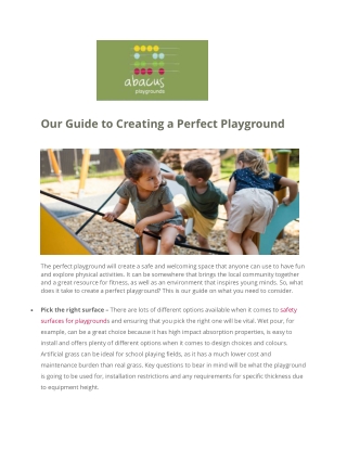 Our Guide to Creating a Perfect Playground - Abacus Playgrounds