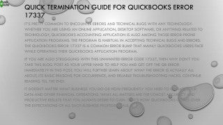 Easy method to fix QuickBooks Error 17337 issue