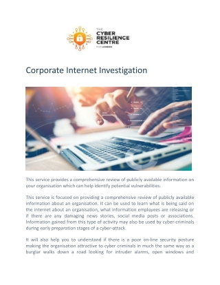 Corporate Internet Investigation - Cyber Security Services - London CRC