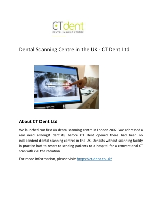 Dental Scanning Centre in the UK - CT Dent Ltd