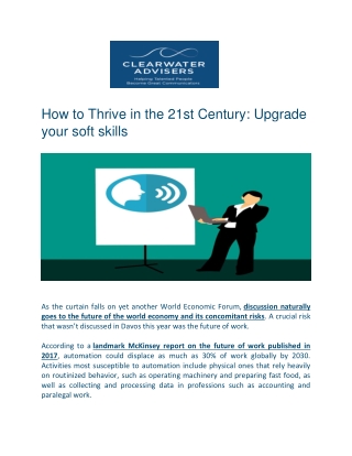 How to Thrive in the 21st Century - Upgrade your Soft Skills - Clearwater Advisers