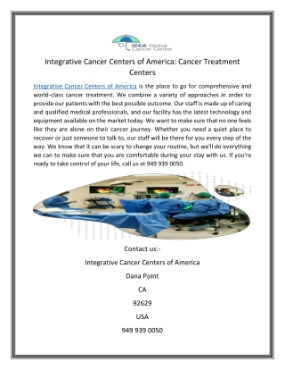 Integrative Cancer Centers of America: Cancer Treatment Centers