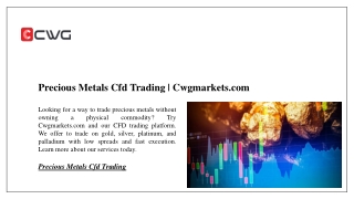 Precious Metals Cfd Trading | Cwgmarkets.com