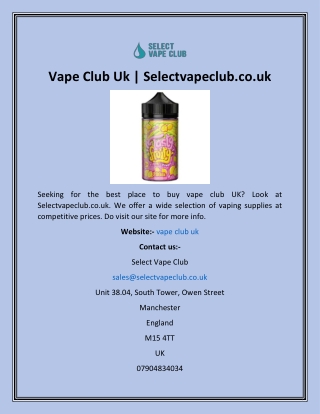 Vape Club Uk  Selectvapeclub.co.uk