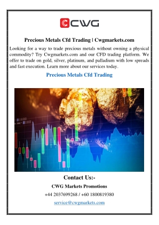 Precious Metals Cfd Trading | Cwgmarkets.com