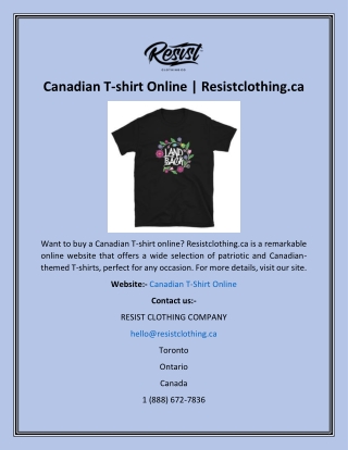 Canadian T-shirt Online  Resistclothing.ca