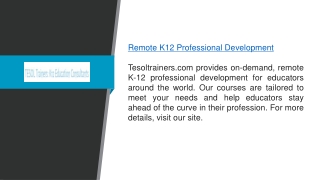 Remote K12 Professional Development  Tesoltrainers.com