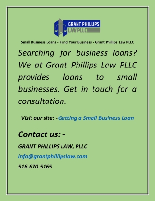 Small Business Loans - Fund Your Business  Grant Phillips Law PLLC