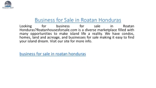 Business for Sale in Roatan Honduras  Roatanhousesforsale.com
