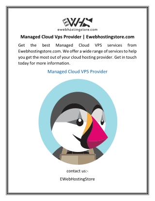 Managed Cloud Vps Provider | Ewebhostingstore.com