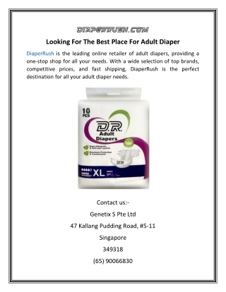 Looking For The Best Place For Adult Diaper