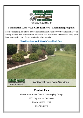 Fertilization And Weed Care Rockford | Greenacresgroup.net