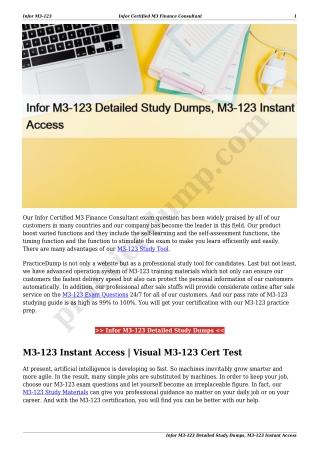 Infor M3-123 Detailed Study Dumps, M3-123 Instant Access