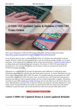 C1000-142 Updated Demo & Reliable C1000-142 Exam Online