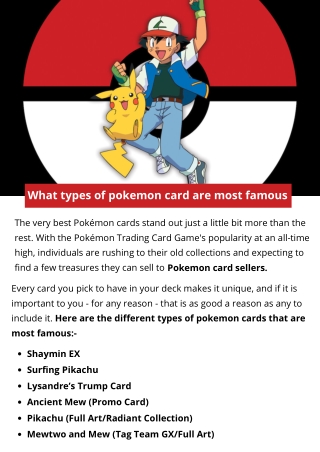 What types of pokemon card are most famous