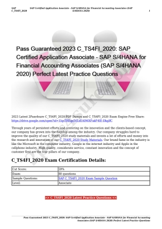 Pass Guaranteed 2023 C_TS4FI_2020: SAP Certified Application Associate - SAP S/4HANA for Financial Accounting Associates