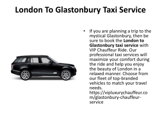 London To Glastonbury Taxi Service