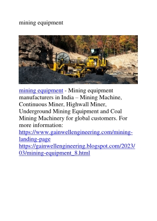 mining equipment