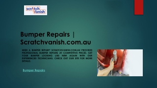 Bumper Repairs | Scratchvanish.com.au