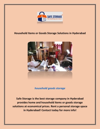 Household Items or Goods Storage Solutions in Hyderabad