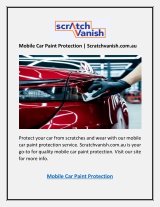 Mobile Car Paint Protection | Scratchvanish.com.au