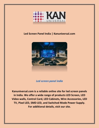 Led Screen Panel India | Kanuniversal.com