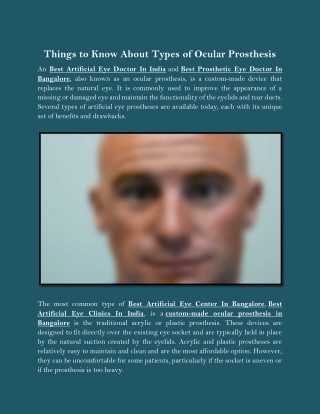 Things to Know About Types of Ocular Prosthesis