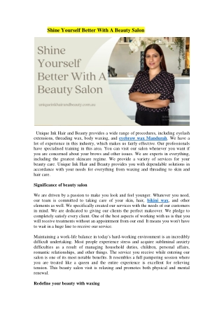 Shine Yourself Better With A Beauty Salon