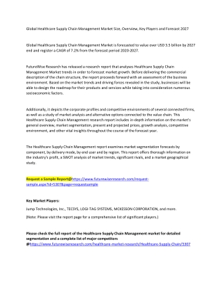 Global Healthcare Supply Chain Management Market Size, Overview, Key Players and Forecast 2027
