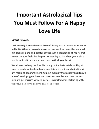 Important Astrological Tips You Must Follow For A Happy Love Life