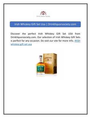 Irish Whiskey Gift Set Usa | Drinkliquorsociety.com