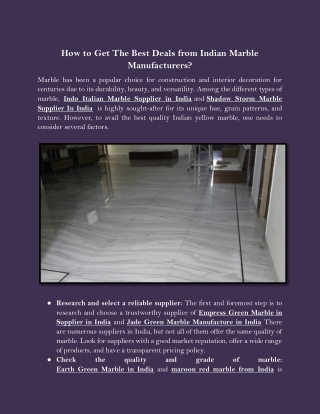 How to Get The Best Deals from Indian Marble Manufacturers