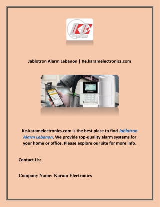 Jablotron Alarm Lebanon | Ke.karamelectronics.com