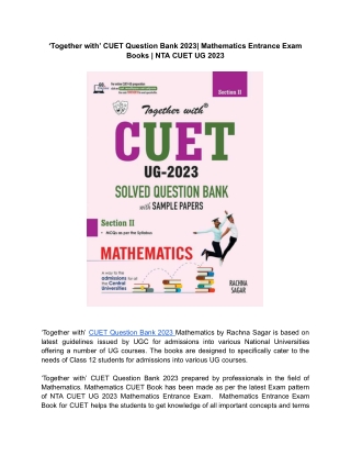 ‘Together with’ CUET Mathematics| CUET UG 2023 Mathematics |CUET Solved Question