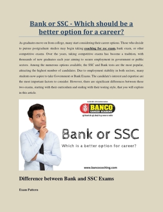 Bank or SSC – Which Should Be A Better Option For A Career?