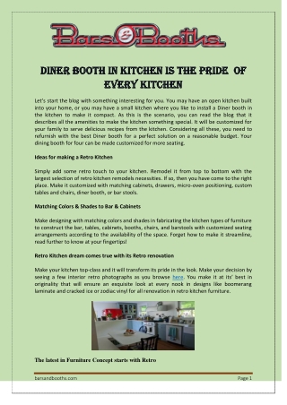 Diner Booth in Kitchen is the pride  of  every kitchen