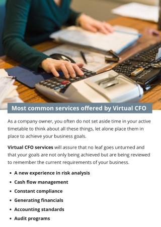 Most common services offered by Virtual CFO