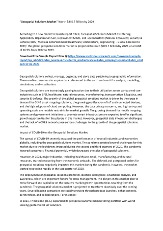 “Geospatial Solutions Market” Worth $845.7 Billion by 2029