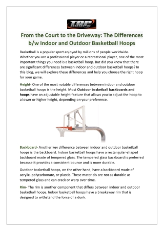 Get the best Outdoor basketball backboards and hoops